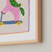 "Rollin Unicorn" - Art Print in Cherry Blossom by Kartika Paramita - Frame Close-up