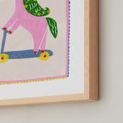 "Rollin Unicorn" - Art Print in Cherry Blossom by Kartika Paramita - Frame Close-up