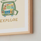 "All Packed and Ready to Explore" - Art Print in Pine by Kayla Buchner - Frame Close-up