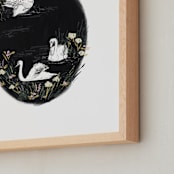 "Sweet Swan Lake" - Art Print in Spring by Shiny Penny Studio - Frame Close-up