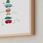 "On the Move" - Art Print in Multi-color by Kelly Ventura - Frame Close-up