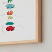 "On the Move" - Art Print in Multi-color by Kelly Ventura - Frame Close-up
