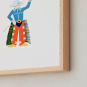 "Cowboy Carl" - Art Print in Cajun Shrimp by Kelsey Livingston - Frame Close-up