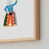 "Cowboy Carl" - Art Print in Cajun Shrimp by Kelsey Livingston - Frame Close-up