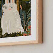 "Bunny Jungle" - Art Print in Forest Green by SALLY MURPHY - Frame Close-up