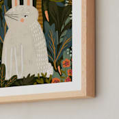 "Bunny Jungle" - Art Print in Forest Green by SALLY MURPHY - Frame Close-up