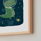 "Dinos in space" - Art Print in Triassic by Annie Holmquist - Frame Close-up