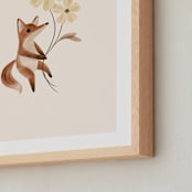 "fox with flowers" - Art Print in Tan by Vivian Yiwing - Frame Close-up