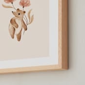 "Bear with Flowers" - Art Print in Tan by Vivian Yiwing - Frame Close-up