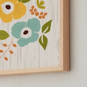 "Woodland Wallflowers" - Art Print in Mustard by Bethany Anderson - Frame Close-up