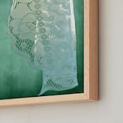 "Sunlit Lace" - Art Print in teal turqouise by Debra Pruskowski - Frame Close-up