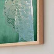"Sunlit Lace" - Art Print in teal turqouise by Debra Pruskowski - Frame Close-up
