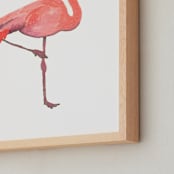 "Fixed Flamingo" - Art Print in Bright Coral by Lizzie Bowman - Frame Close-up
