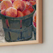 "Baskets of Peaches" - Art Print in Juicy Peach by The Tattered Traveler - Frame Close-up