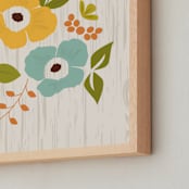 "Woodland Wallflowers" - Art Print in Mustard by Bethany Anderson - Frame Close-up