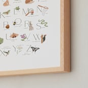 "Woodland Explorer Alphabet" - Art Print in Sage by Randi Cirelli - Frame Close-up