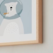 "Bear and Fish" - Art Print in Frost by Christie Garcia - Frame Close-up