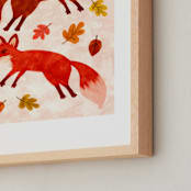 "Frolicking Foxes" - Art Print in Sunset Pink by Charla Pettingill - Frame Close-up
