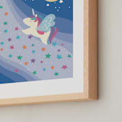 "starry unicorn highway" - Art Print in royal blue by clearlytangled studio - Frame Close-up