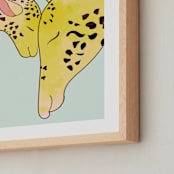 "Mama and Baby Giraffe" - Art Print in Mint Green by Char-Lynn Griffiths - Frame Close-up