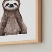 "Baby Animal Sloth" - Art Print in chocolate by Cass Loh - Frame Close-up