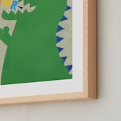 "Dinosaur RAWR" - Art Print in Dino green by Rebecca Marchese - Frame Close-up