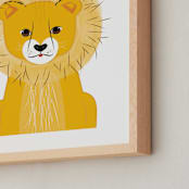"Gentle Lion" - Art Print in Golden Yellow by Rebecca Marchese - Frame Close-up