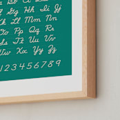 "Cursive Writing Chart" - Art Print in Chalk Board Green by Ani Somi - Frame Close-up
