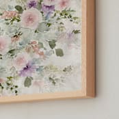 "A Garden Dream" - Art Print in rose, sage, lavender, teal, green, soft pink, olive, magenta, soft magenta, dusty green blue by Kate Nelson - Frame Close-up