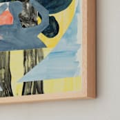 "Pieces of Me" - Art Print in Blue-Black-Yellow by Maran Ree Whiting - Frame Close-up