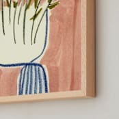 "Gravity challenging vase" - Art Print in Peach background by Bethania Lima - Frame Close-up