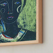 "Resilient III" - Art Print in Peacock Blue by Carol Barber - Frame Close-up