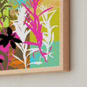 "Graphic Florals, Foliage," - Art Print in Limeade by Kathleen Ney - Frame Close-up