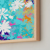 "Graphic Florals, Roots" - Art Print in Aqua by Kathleen Ney - Frame Close-up