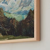"Vintage Oil Landscape" - Art Print in Muted Seafoam by CedarandGrey - Frame Close-up