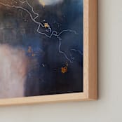 "Let It Hold Your Hand" - Art Print in Steely Blue by Christine Olmstead - Frame Close-up