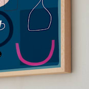 "Blue Still Life 2" - Art Print in Moody blue by Francesca Iannaccone - Frame Close-up