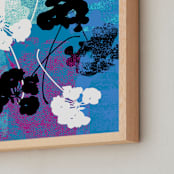 "Graphic Florals, Geraniums" - Art Print in Cyan Blue by Kathleen Ney - Frame Close-up