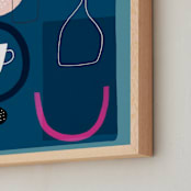 "Blue Still Life 2" - Art Print in Moody blue by Francesca Iannaccone - Frame Close-up