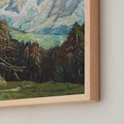 "Vintage Oil Landscape" - Art Print in Muted Seafoam by CedarandGrey - Frame Close-up