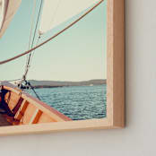 "Setting Course" - Art Print in Sky blue by Ann Hudec - Frame Close-up
