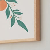 "Orange Branch" - Art Print in Citrus Orange by Amanda Houston - Frame Close-up