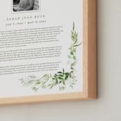"Verdure Obituary Print" - Custom Print in White by Leah Bisch - Frame Close-up