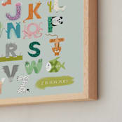 "Alphabet farm" - Personalized Art Print in Seafoam by Char-Lynn Griffiths - Frame Close-up