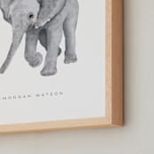 "baby elephant and duckling" - Personalized Art Print in Tumbleweed by Cass Loh - Frame Close-up