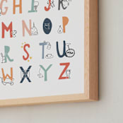 "ABC Doodles" - Art Print in Muted Rainbow by Kacey Floyd - Frame Close-up