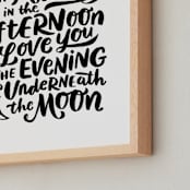 "I Love You in the Morning" - Art Print in Black by Laura Bolter - Frame Close-up