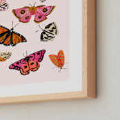 "Moths & Butterflies" - Art Print in Blush Pink by Shannon Kirsten - Frame Close-up