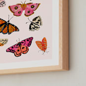 "Moths & Butterflies" - Art Print in Blush Pink by Shannon Kirsten - Frame Close-up