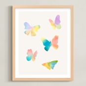 "Watercolor butterflies" - Art Print in Sky by Lindsay Megahed - Framed